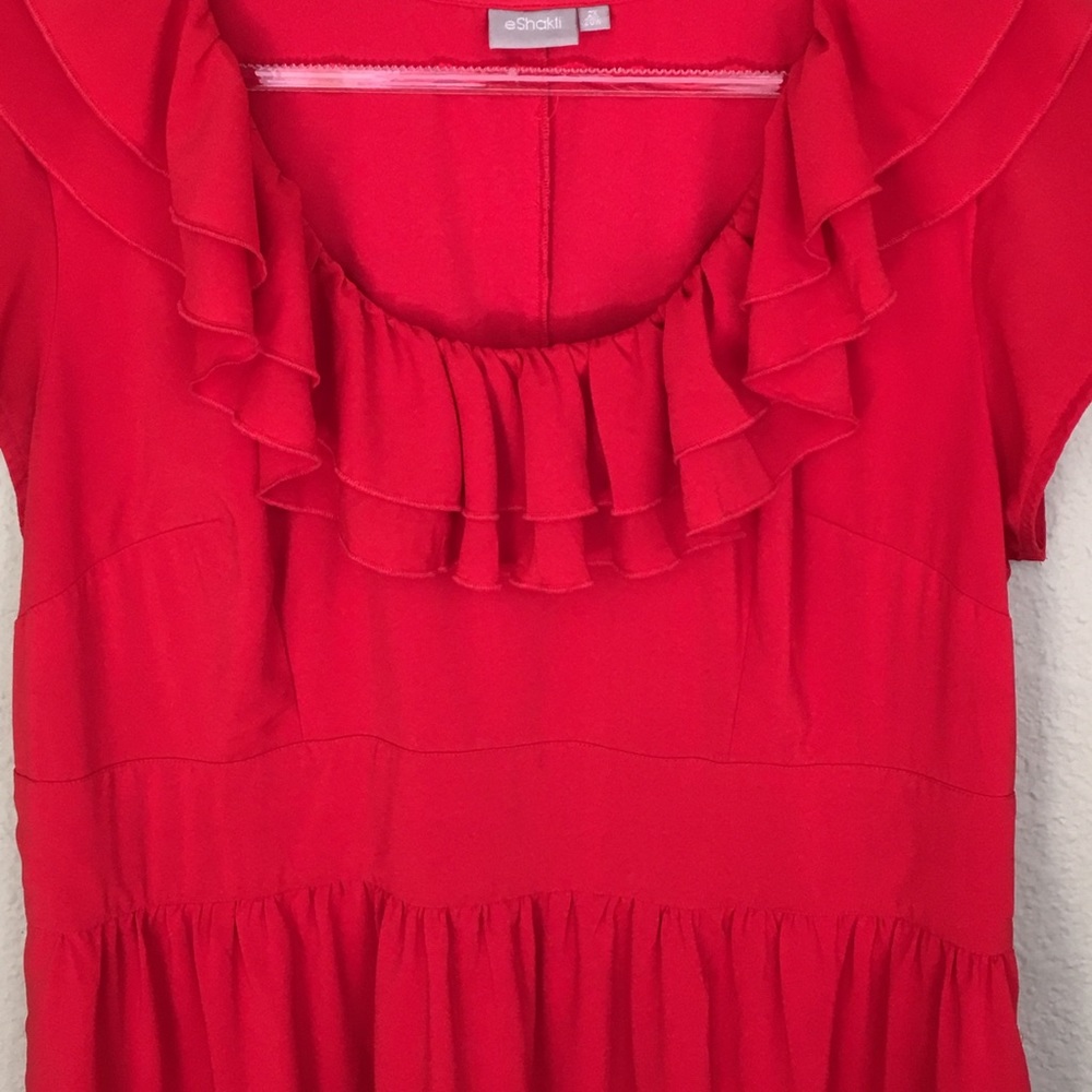 eShakti Red Ruffled Dress - Picture 4 of 7